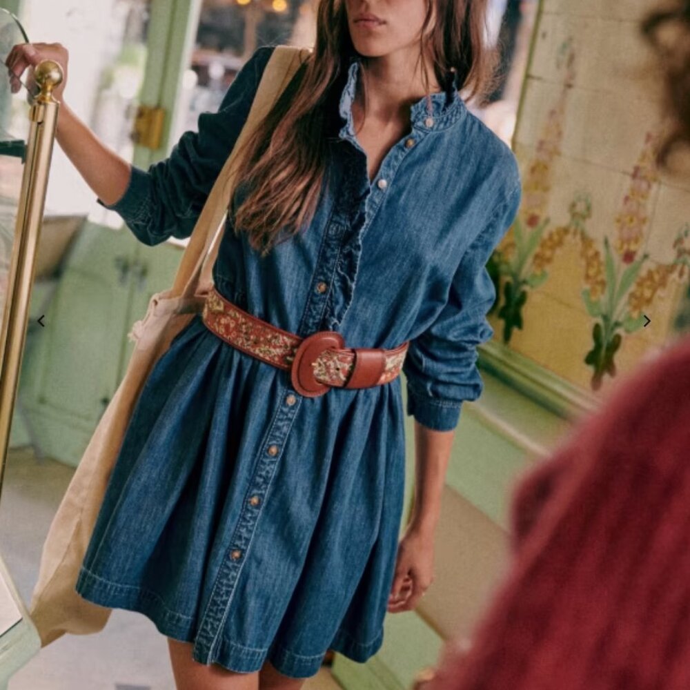 Sezane Sybelle Dress - Bleu Moyen - Size 34